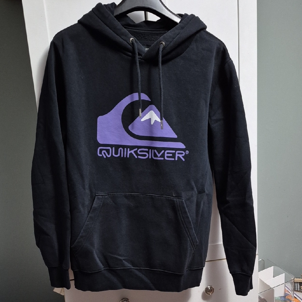 Quiksilver Black Hoodie with Lavender Logo